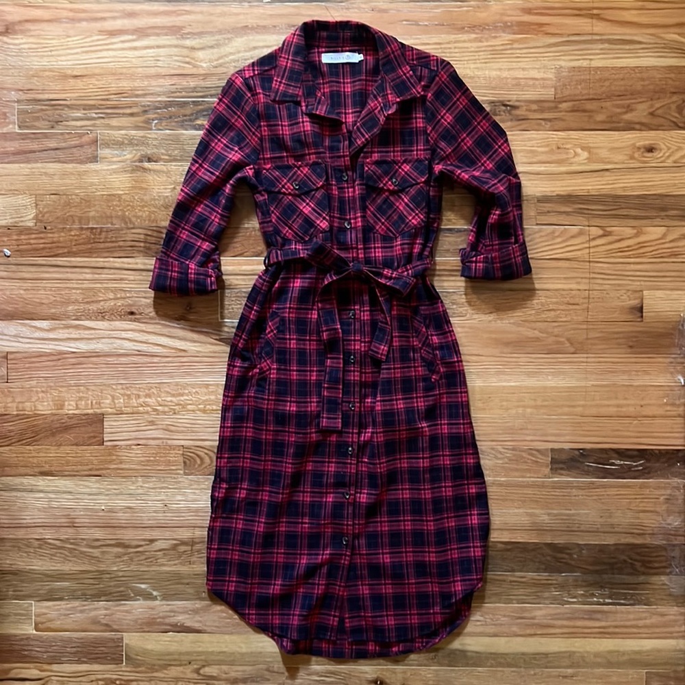 Billy T Plaid Button Down Shirt Dress